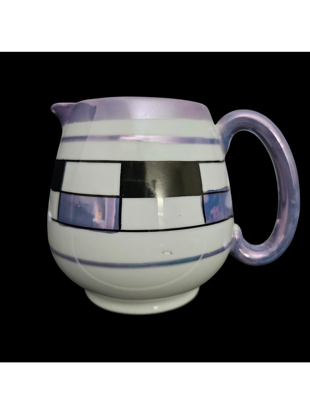 Vintage Japan Lusterware Creamer Pitcher Purple Geometric Art Deco